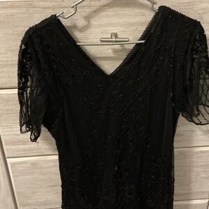 Elegant  Black Beaded Flapper Dress